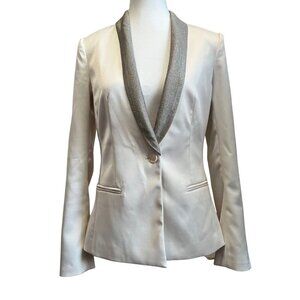 GUESS SATIN GLITTER SHAWL LAPEL BLAZER IN CHAMPAGNE - 4